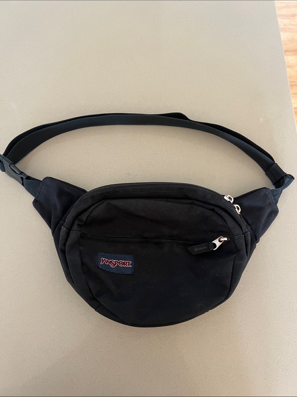 Jansport Black Belt Bag with Front Zip